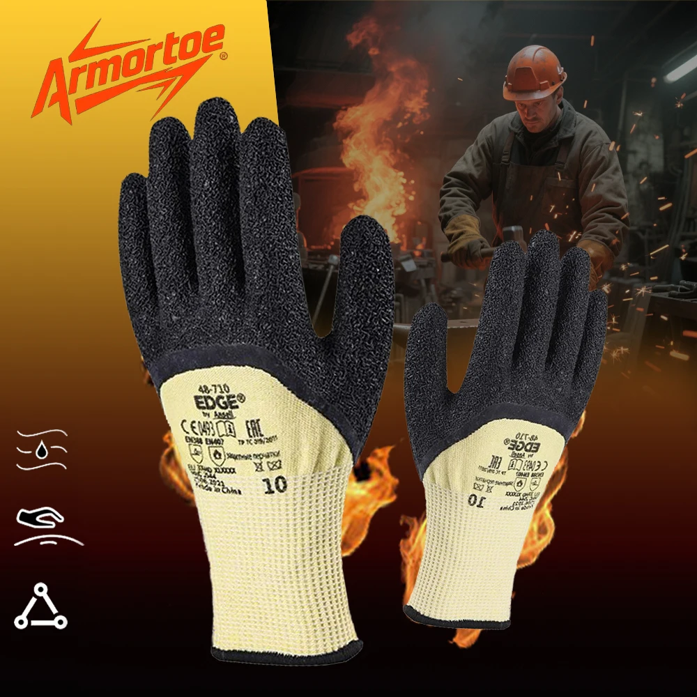 

ArmorToe Heat-Resistant Welding Gloves 350°C, Cut/Puncture/Anti-Slip Fireproof, Thickened Safety for Construction Work#Armor8002
