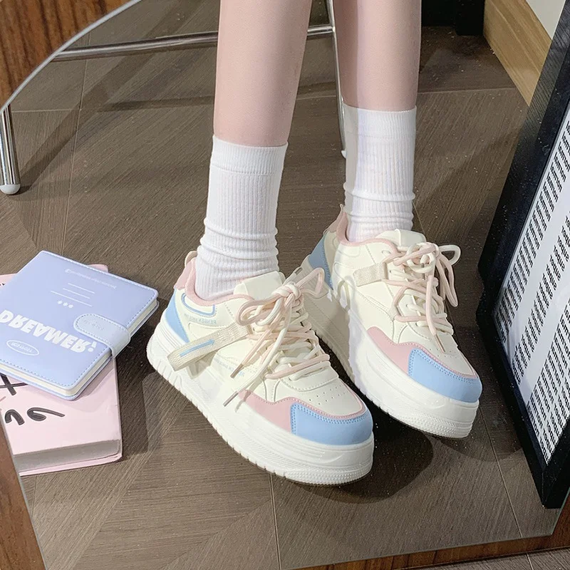 Zapatillas Autumn Women Skateboard Shoes Platform Casual Sneakers Fashion Breathabe Round-toe Vulcanized Shoes Women's Trainers view 3