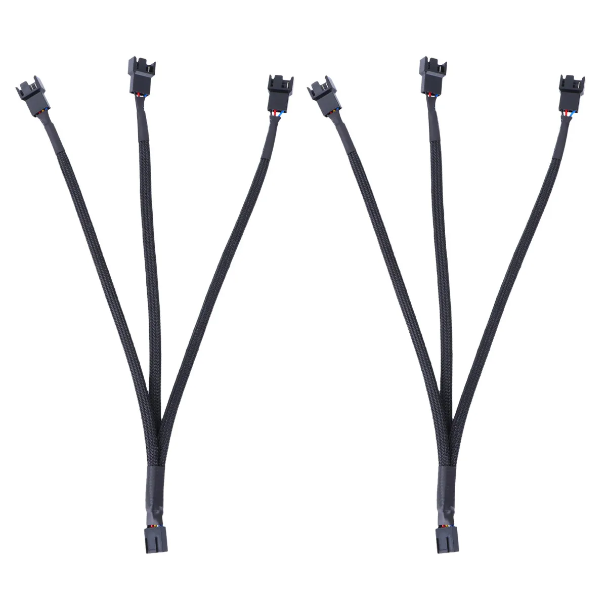 2Pcs Pwm Fan Splitter Cable 1 to 3 Way Motherboard Fan Extender Black Bundle Aesthetic Wiring Pc Case Cooling