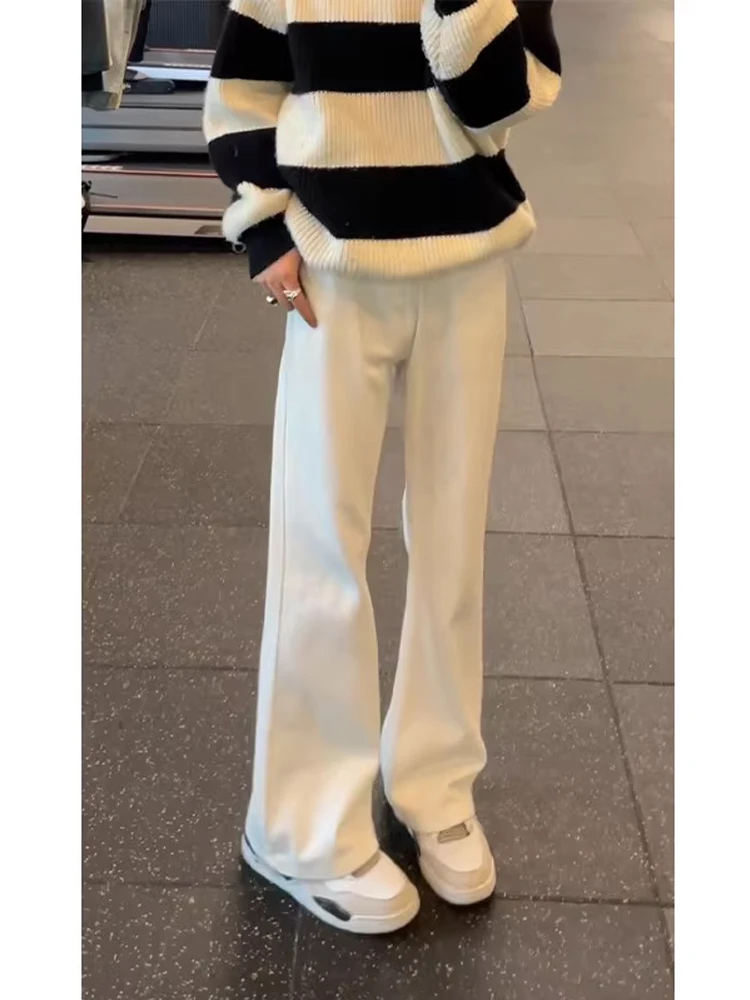 

Облегающие джинсы с высокой талией, мужские осенние прямые брюки с микро-расклешенными брюками, белые джинсовые зауженные джинсы Cleanfit, молодежный тренд