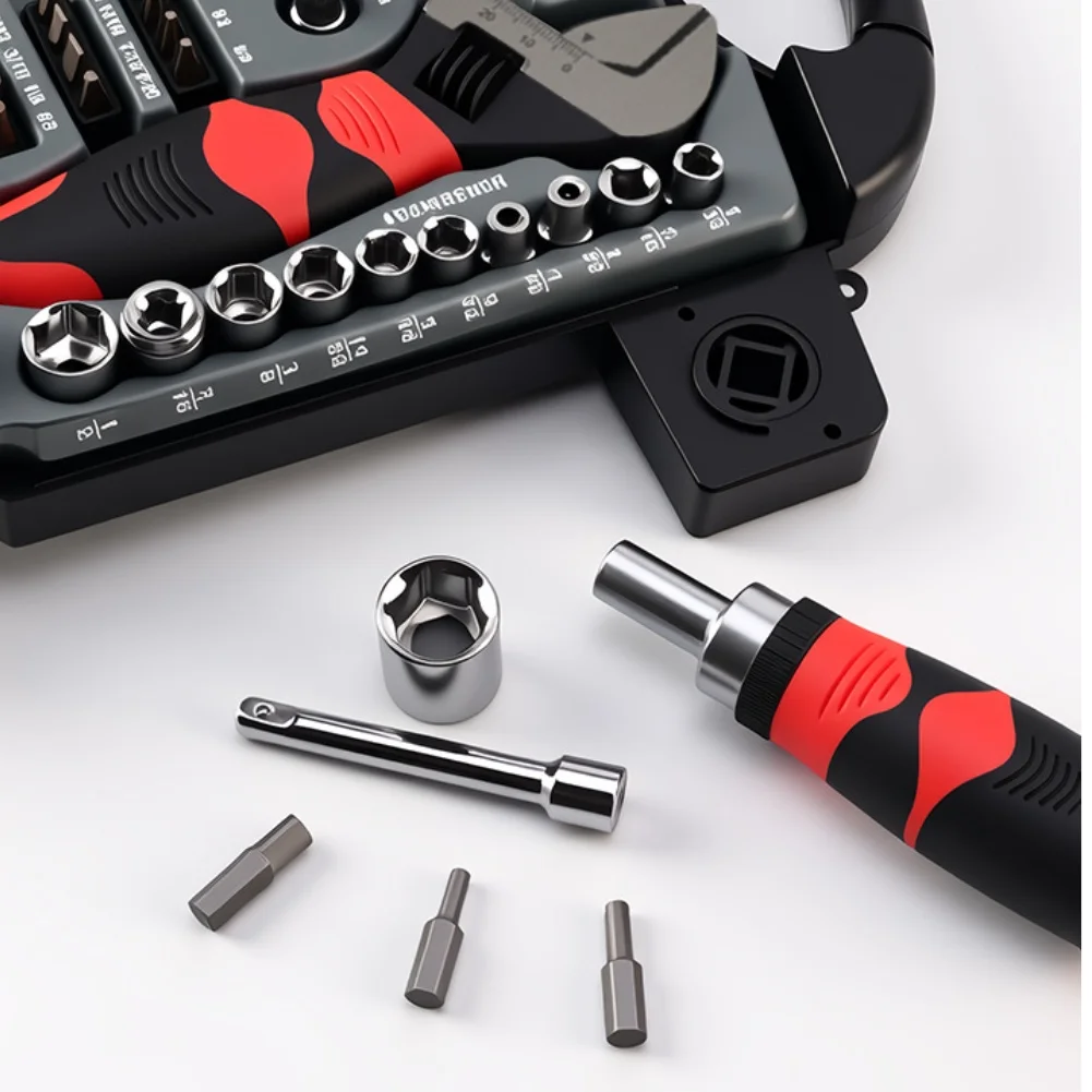 40/45 個ソケットレンチセットとドライバービット延長ロッドレンチハンドル調節可能なレンチ車の自動車家庭用修理 DIY