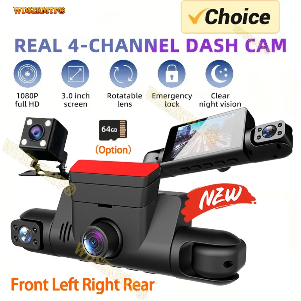 

Real 4Lens Car DVR 360 Degrees Front Right left Rear View camera 1080P Video Recorder Dash Cam Night Vision Car accessories