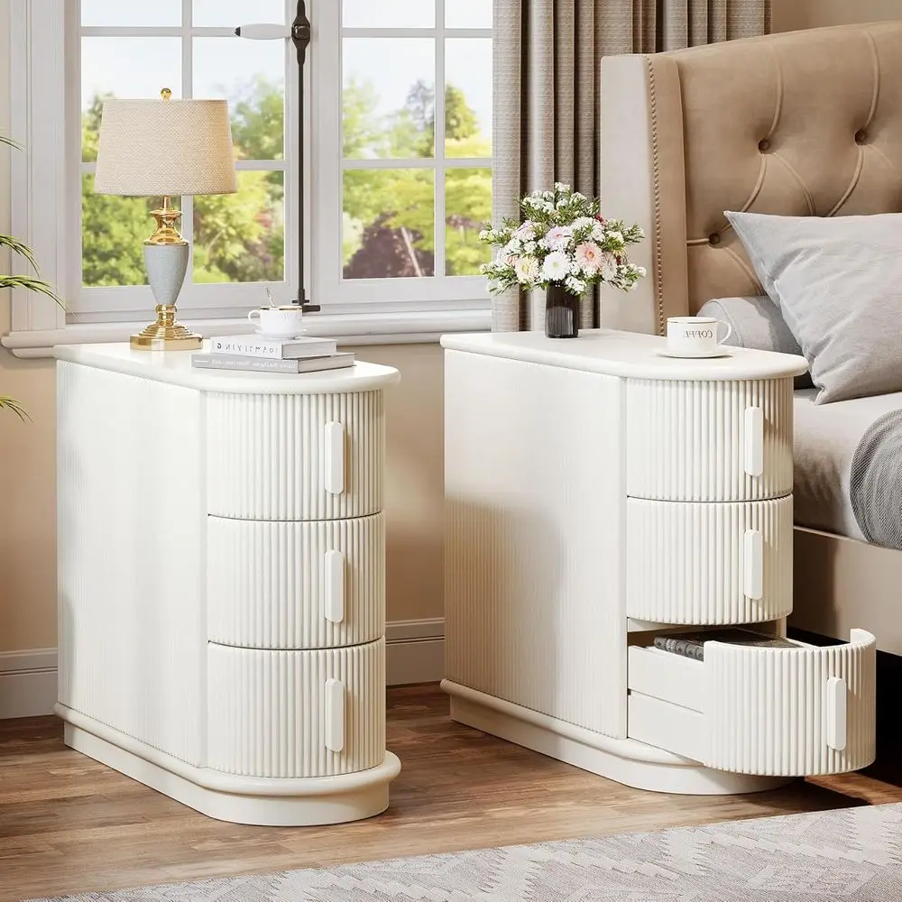 

Set o 2 3-Der Wooden End Table, ern Soa Side Table, Narrow Chair Side Table Slim Nightstand or Living Room, Bedroom, inished Bac