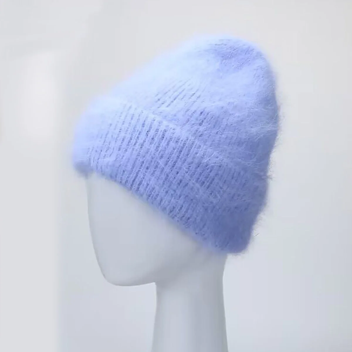 Rabbit Fur Beanies Soft Warm Fluffy Winter Hat for Women Angora Knitted Hat Skullies Beanies Female Bonnet Woman Knit Cap