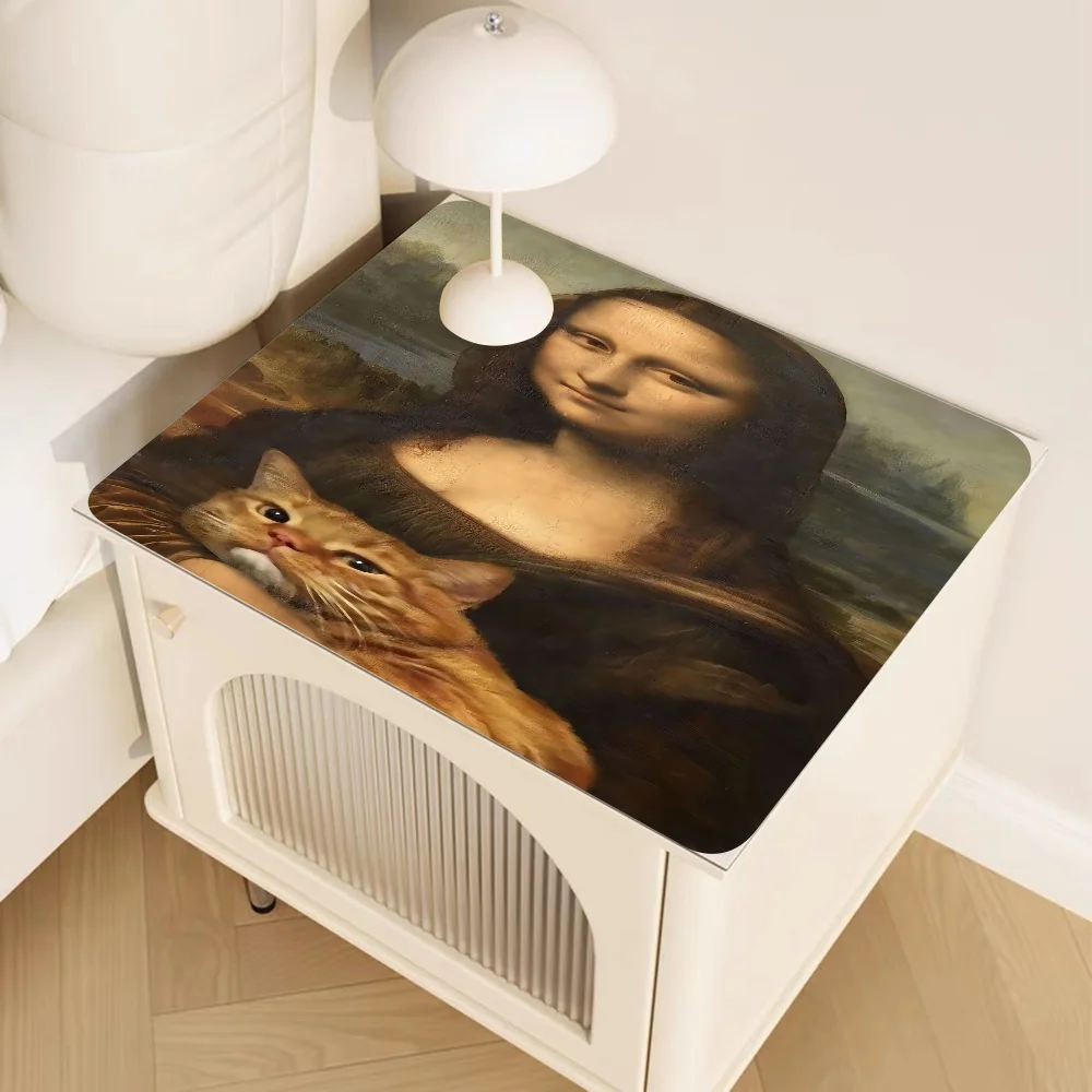 Mona Lisa Funny Coffee Tablewear Drain Pad Bathroom Square Absorbing Anti-slip Dry Mat Kitchen Placemat Dishes Cup Pad