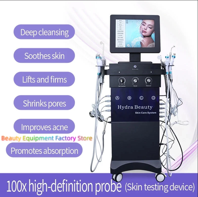 Professional 15 In1 Hydra Oxygen Facial Machine With Skin Analysis Hydrating Hydro Aqua Facial Skin Care Deep Cleansing Machine