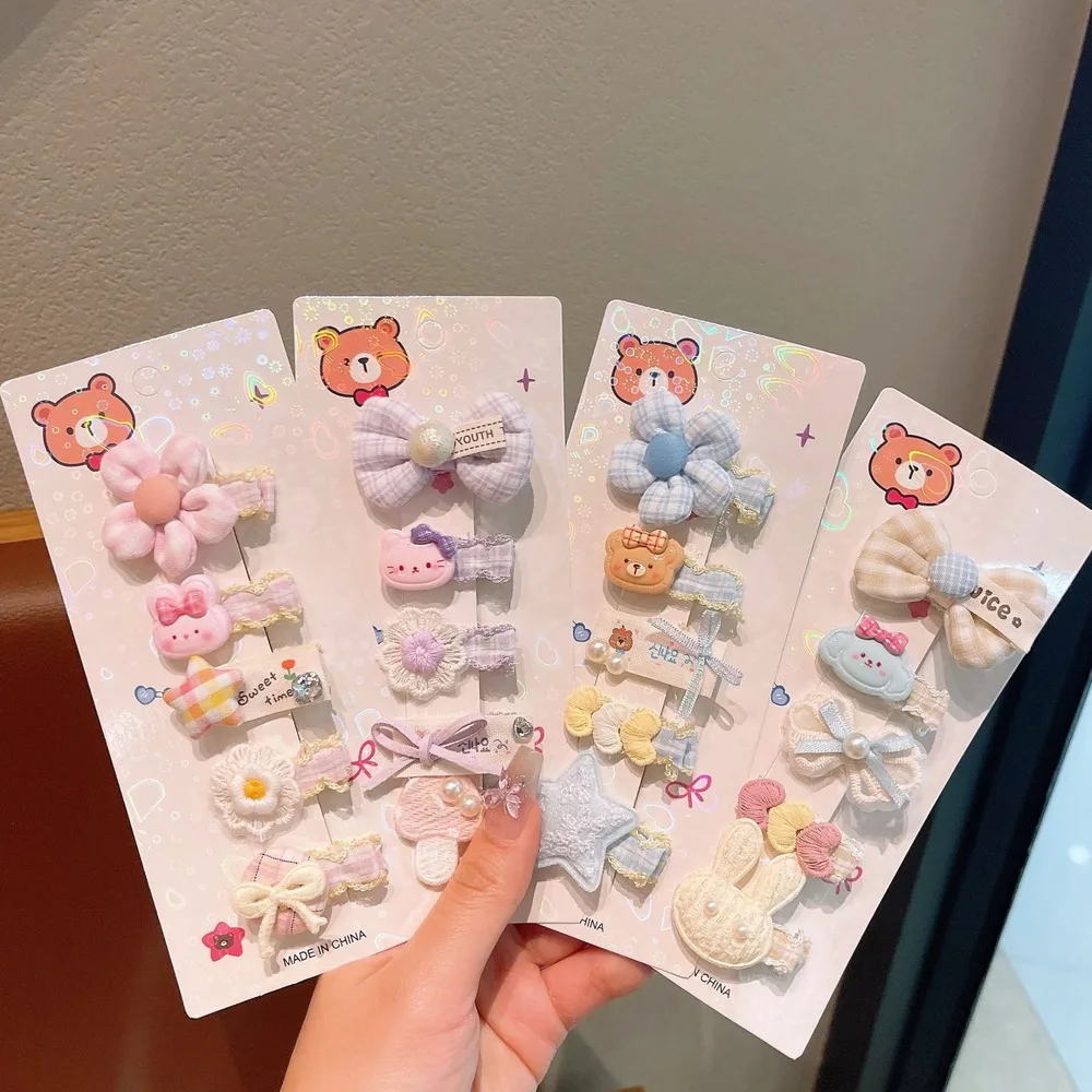 Cute Baby Hair Clips Set for Girls Bow Flower Bunny Hair Accessories Toddler Kids Snap Clips Soft Fabric Hairpins Children Gift view 5