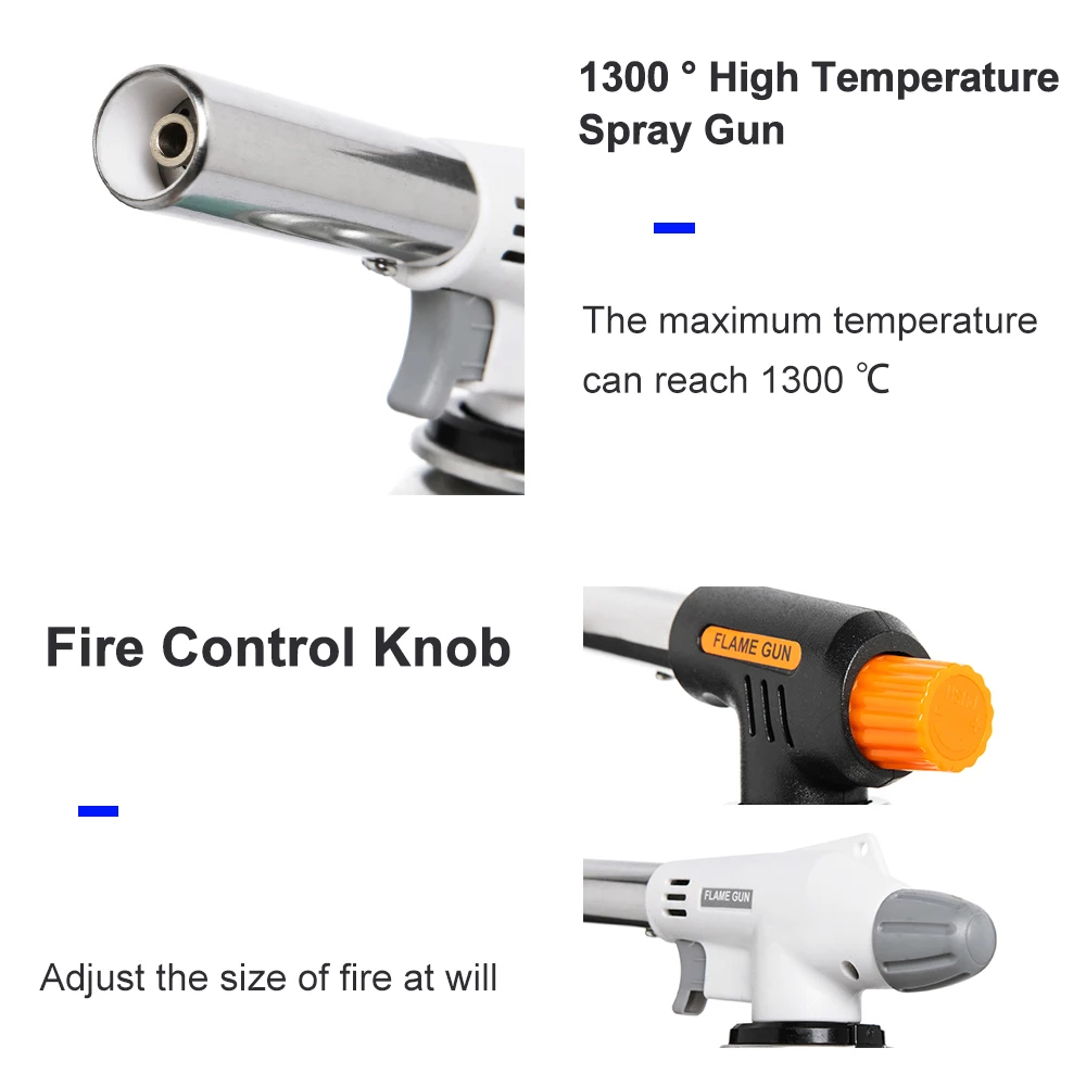 Widesea Camping BBQ Cooking Welding Gas Torch Flame Gun Nozzle Outdoor Ignition Flamethrower Heat Butane Burner Spray Equipment