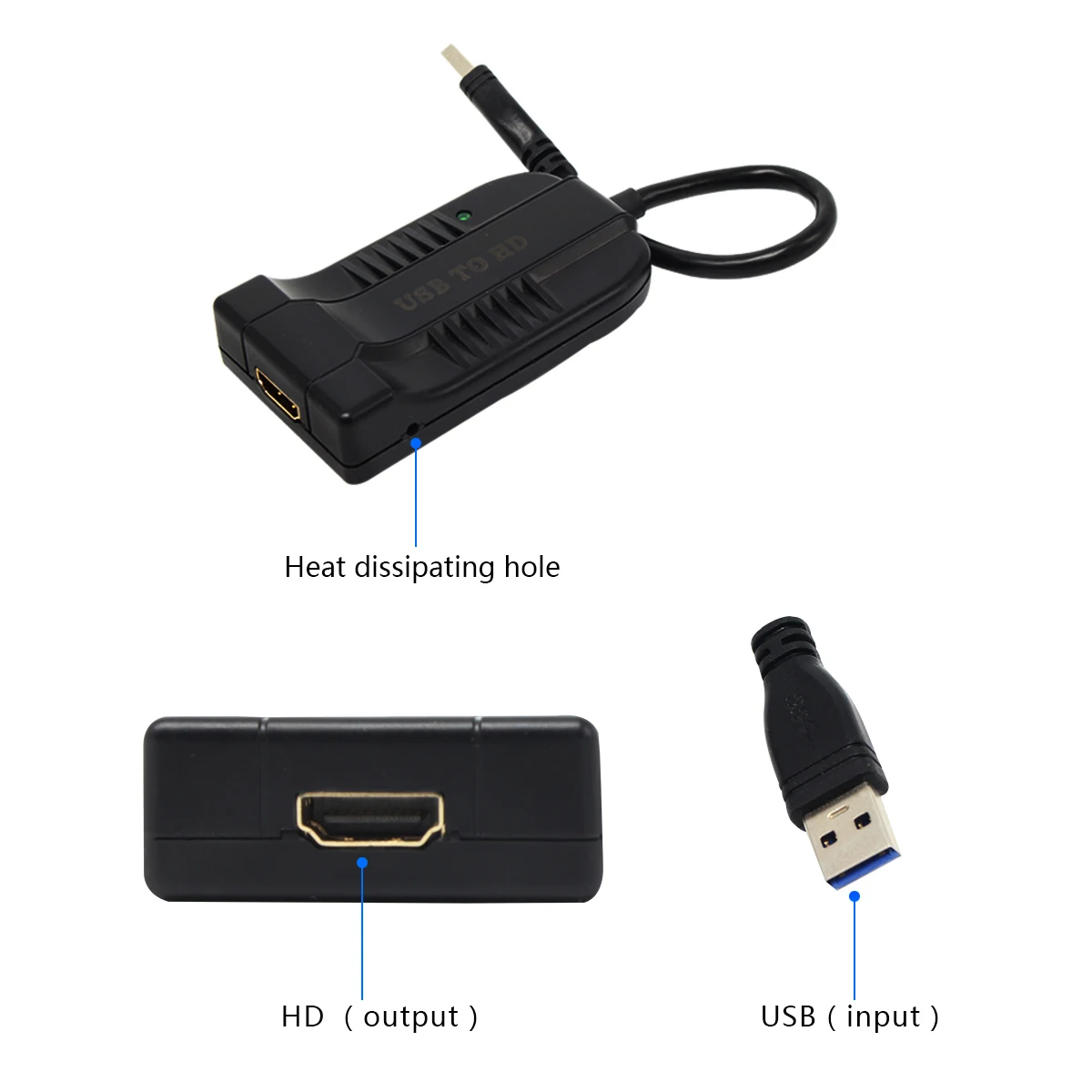 USB 3.0 To HDMI Converter USB3.0ถึง HDMI Adapter จอแสดงผลหลายสายสำหรับ PC โน้ตบุ๊คโปรเจคเตอร์ HDTV HD 1080P