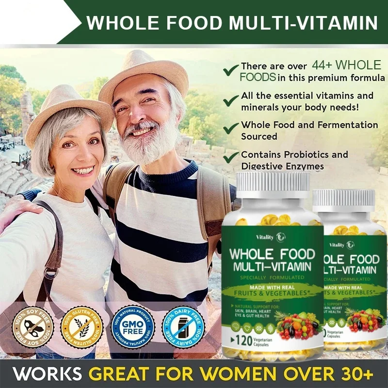 Vitality Whole Food Multivitamin Minerals Capsules Zinc & Vitamin D3K2 Improve Immunity Healthy Hair & Skin & Nails for Women