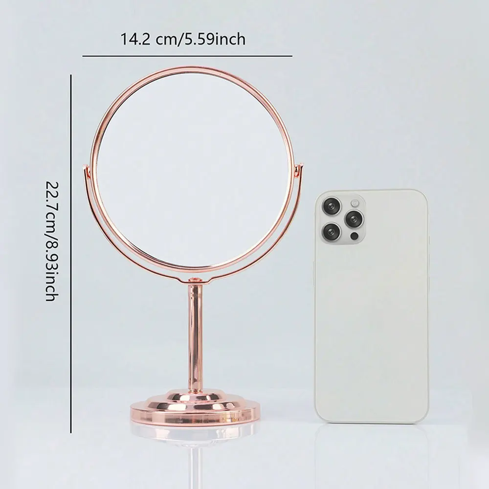 3/4/5in Double-Side Makeup Mirror With 2X Magnification Clear Reflection And Easy To Carry Desktop Vanity Mirror With Stand