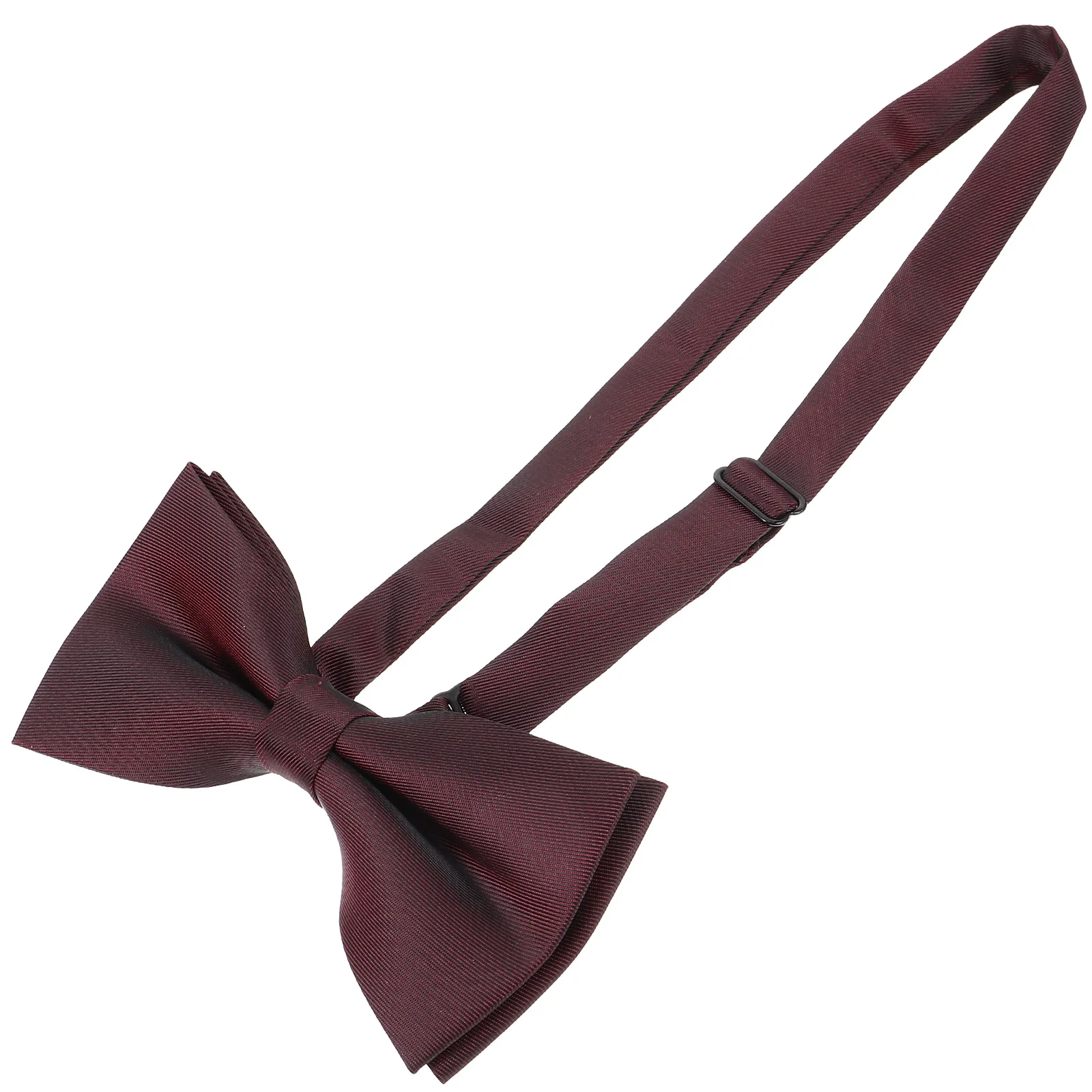 Men Bow Tie Pre-Tied Solid Color Burgundy Double Layer Adjustable Length for Wedding Prom Groom Party Formal Wear