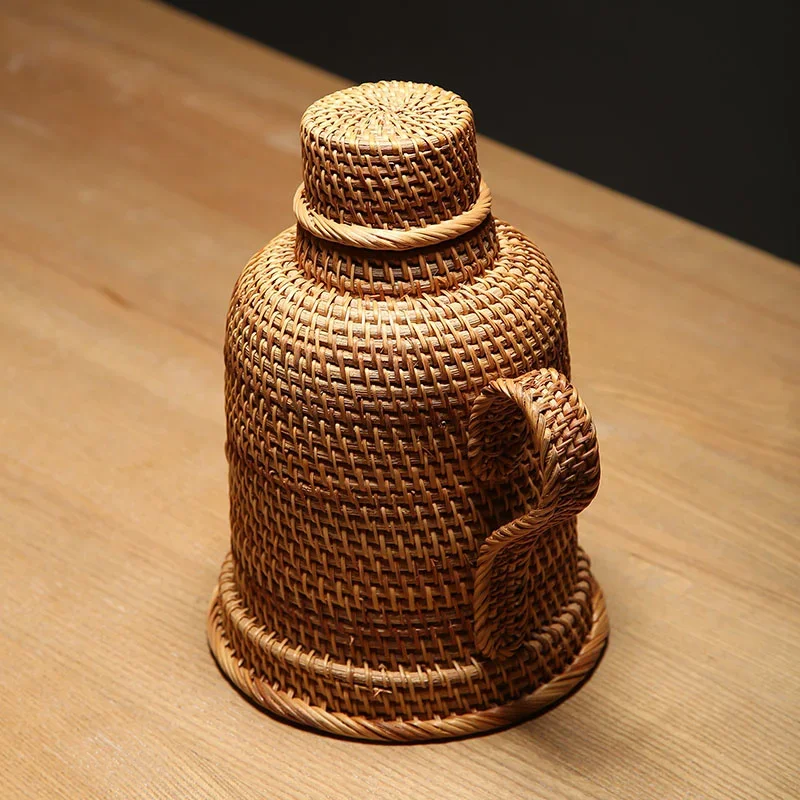 Rattan Woven Thermos Glass Liner Drinking Bottle Creative Retro Water Kettle Teahouse Hotel B & B Thermos