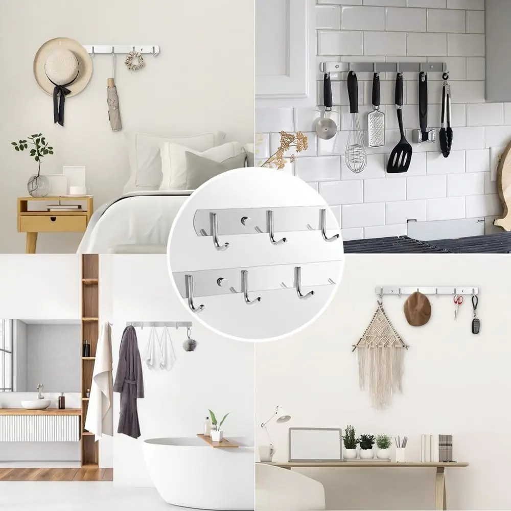 Versatile Stainless Steel Hanging Rack Wall Mounted Hook For Home Kitchen Bathroom Towel Garment Organizer - view 3