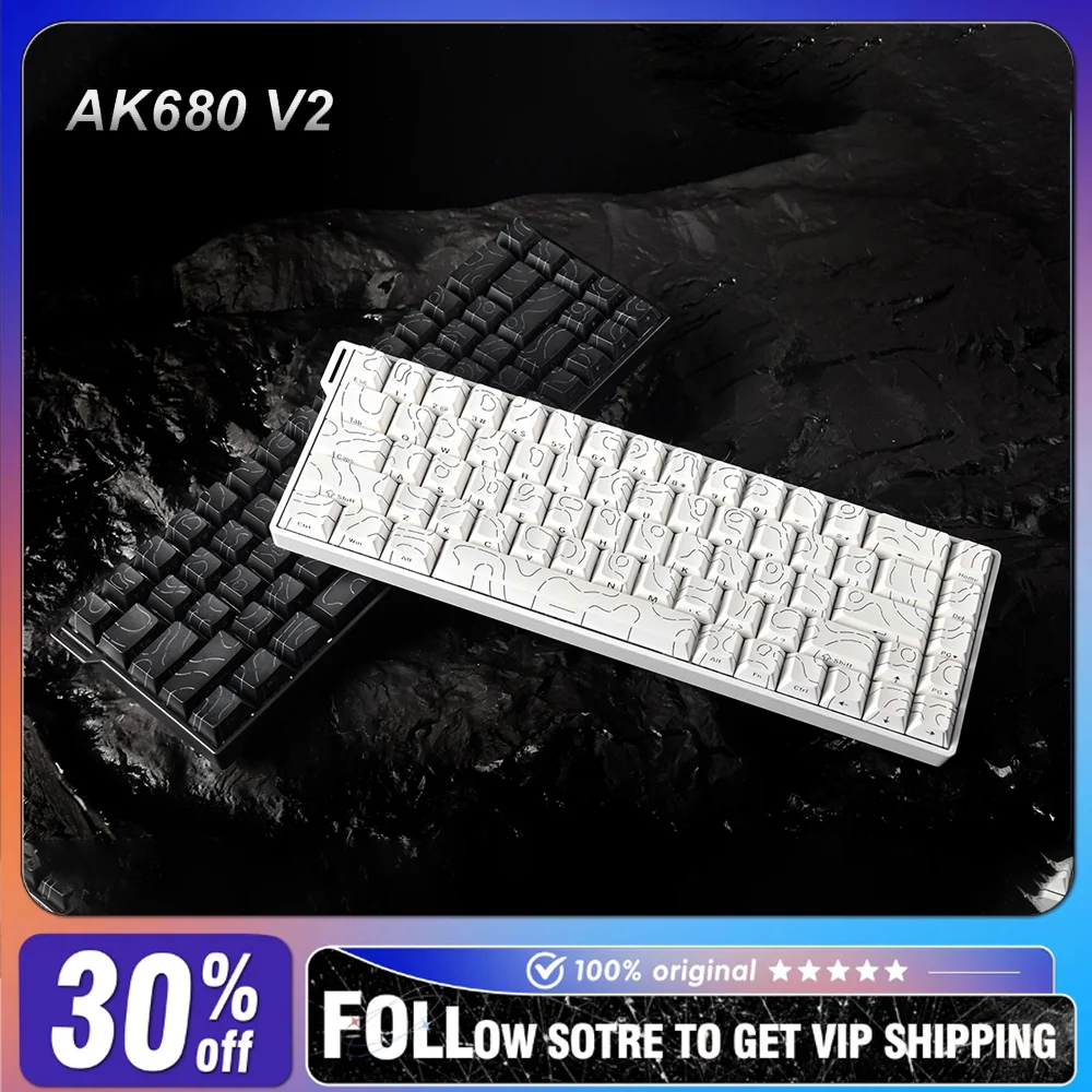 

AJAZZ AK680V2 Magnetic Axis Mechanical Keyboard Wired Aluminum Alloy Positioning Plate Portable Mini RGB E-sports Game Keyboard