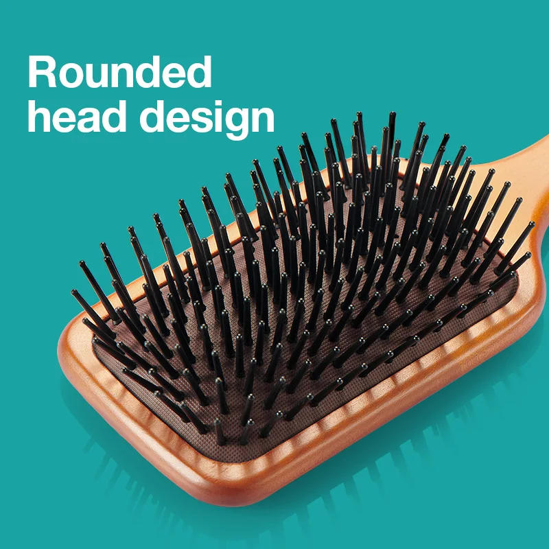 MR.GREEN Hair Brush Natural Maple Wide Board Massage Scalp Air Cushion Fine Tooth Comb For Curly Long Hair Women Men