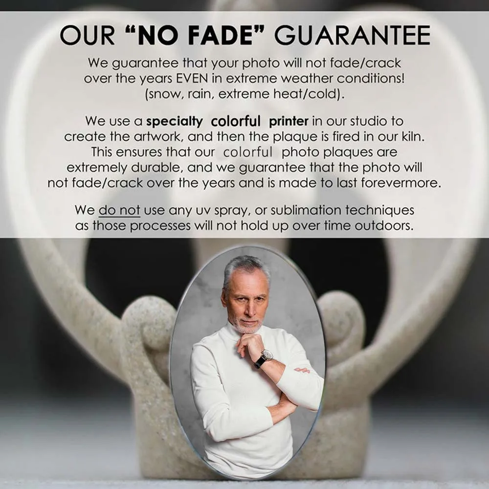 2D Flache Nicht 3D 1-teilige Personalisierte Foto-Gedenkstein-Fliese für den Außenbereich, Grabmarkierung für Hunde & Katzen, Ovale Friedhofsdekoration für Gräber