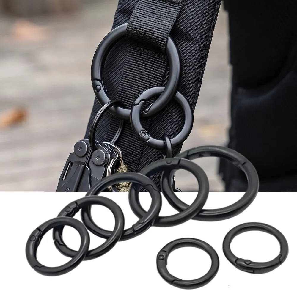 5/100Pcs 16-32mm Metal O Ring Spring Clasp Openable Round Carabiner Keychain Clips Hook Dog Chain Craft Electrophoresis black