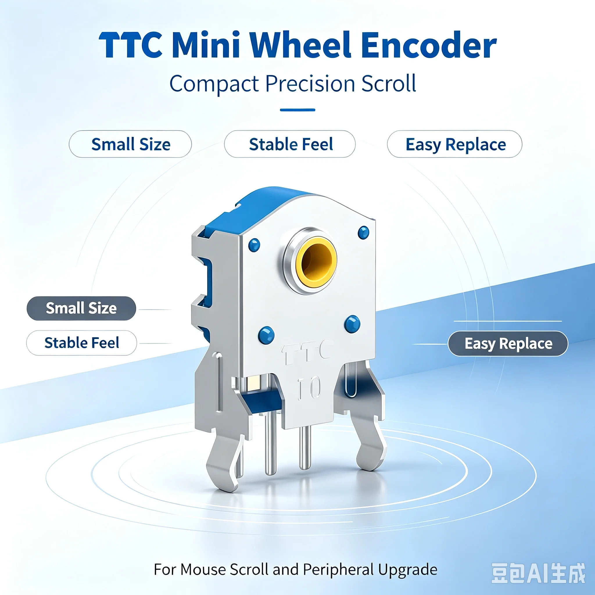 10pcTTC Gold Wheel Semi-Through Mouse Encoder High Precision Dustproof Durable Clear Scale Gaming Mouse Parts