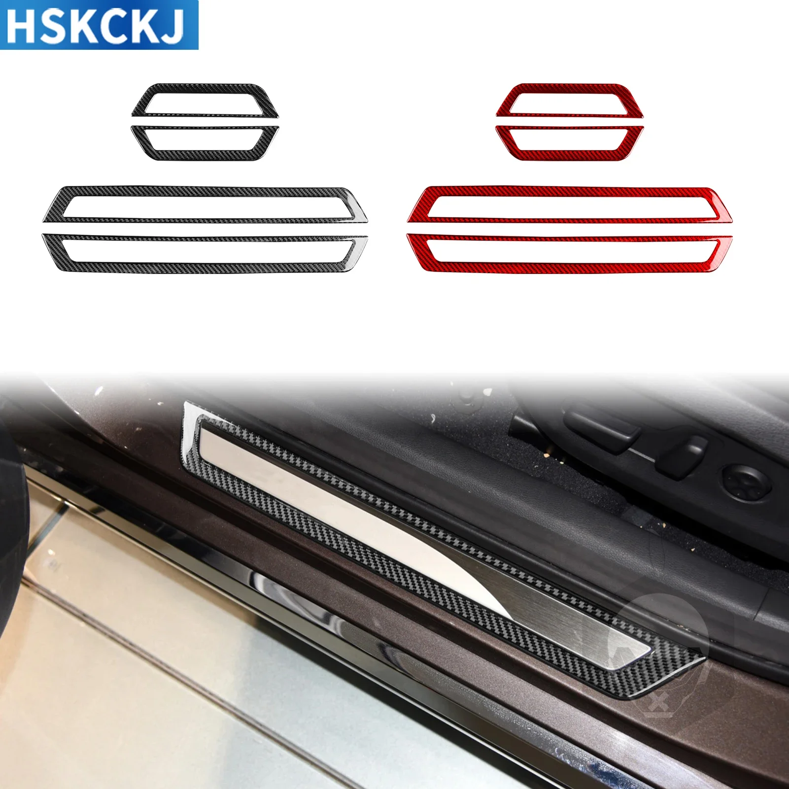 

For Hyundai Sonata 2015—2017 Real Carbon Fiber Door Threshold Frame Panel Cover Trim Sticker Interior Decorative Accessories