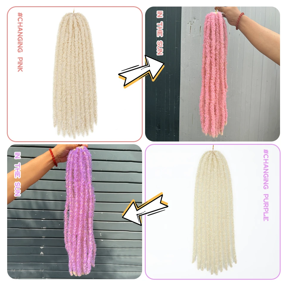Distressed Locs Butterfly Locs Crochet Hair Changing Blonde To Pink Purple Synthetic Pre Looped Extensions For Afro Women