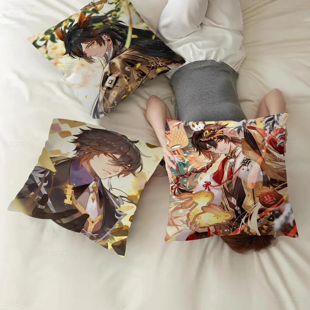 

Genshin Impact ZhongLi Morax Cushion Cover Decorative Pillow Sofa Home Decor Case Pillow Cases