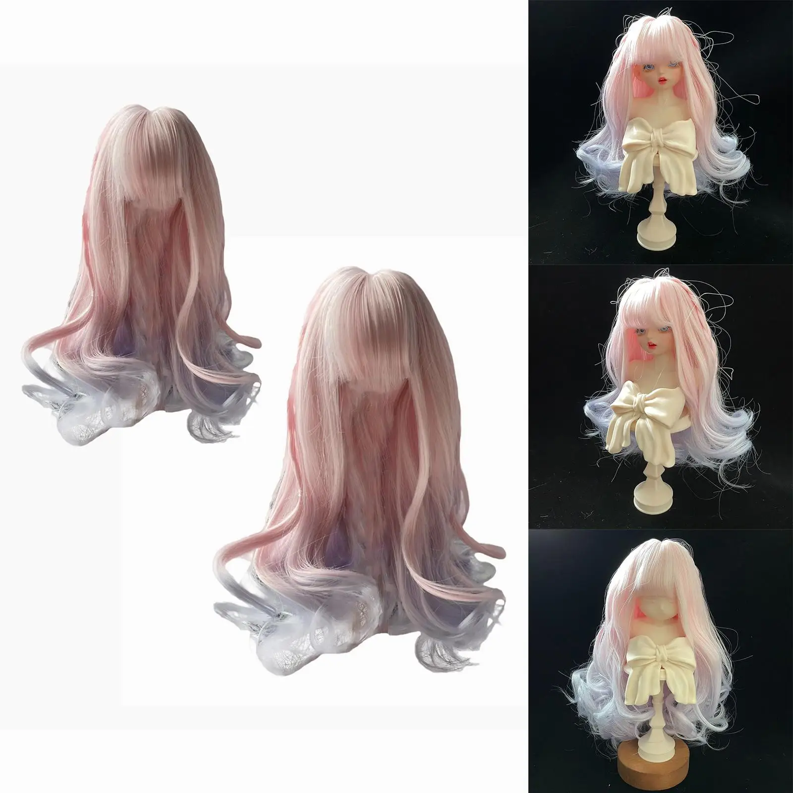 

Doll Wig Decoration Toy Headwear Creative Doll Figure Curly DIY Replacement for Childrens Day Gift Kids Displaying Photo Props