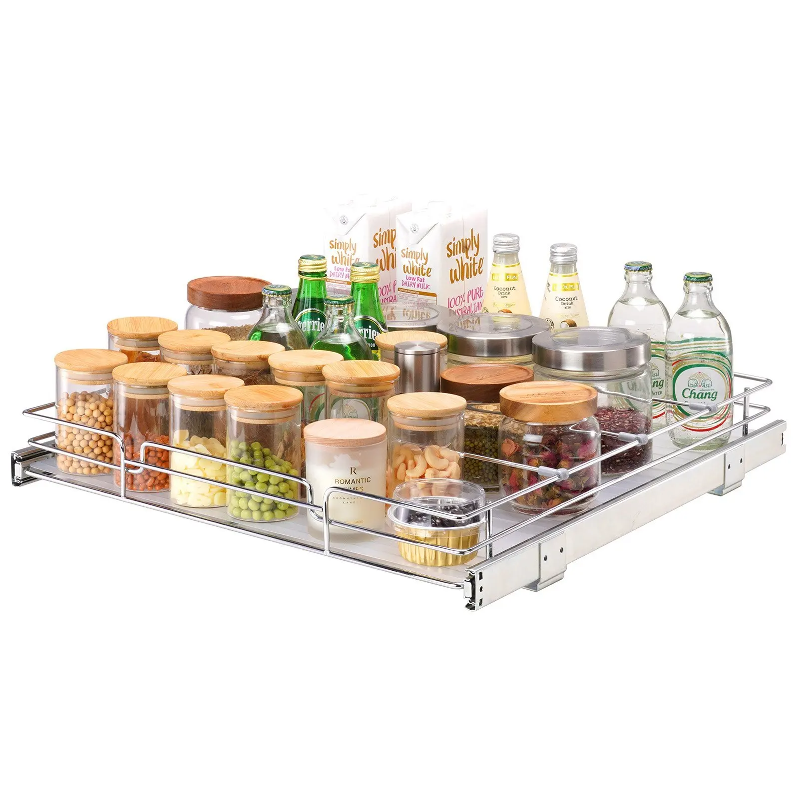 

VEVOR 20"W x 21"D Pull Out Cabinet Organizer, Heavy Duty Slide Out Pantry Shelves, Chrome-Plated Steel Roll Out Drawers, Sliding