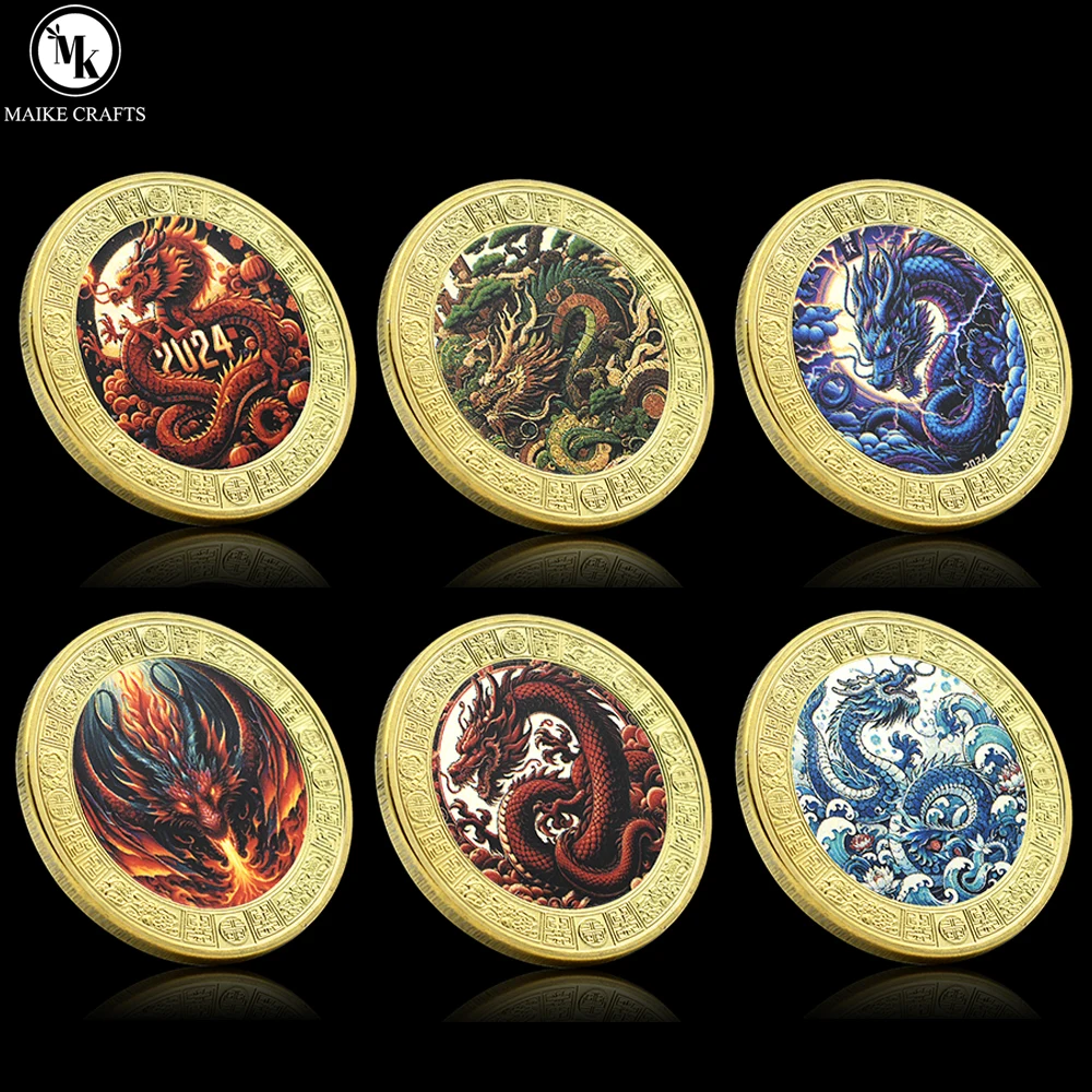 

2024 China Dragon Year Commemorative Coin Metal Lucky Medal Challenge Coin Collection Holiday Gift