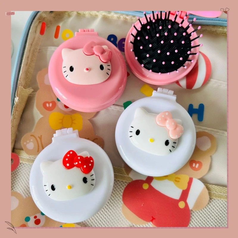 

Sanrio Hello Kitty Folding Airbag Comb Air Cushion Comb Cute Cartoon Portable Anti Hair Loss Massage Comb with Mirror Best Gift