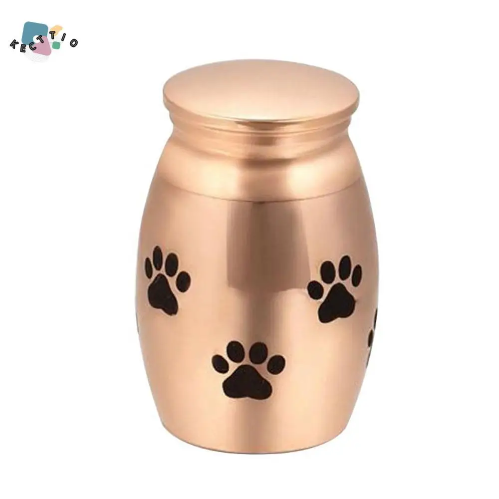 

Stainless Steel Pet Cremation Urns Dustproof Waterproof Pet Memorial Urn with Lid Puppy Paw Pattern Ash Memorial Container