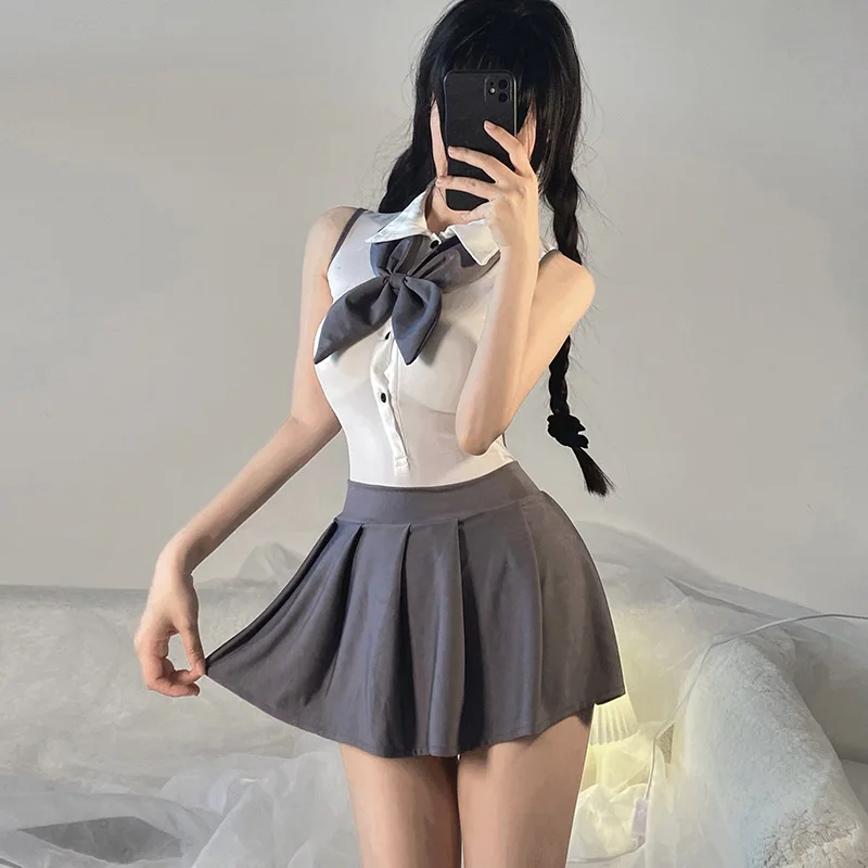 Sexy Pure Desire Adult Lady like Woman College Style Sexy Super Spicy JK Uniform Hot Girl Two-Dimensional Role Play Suit One-Pie