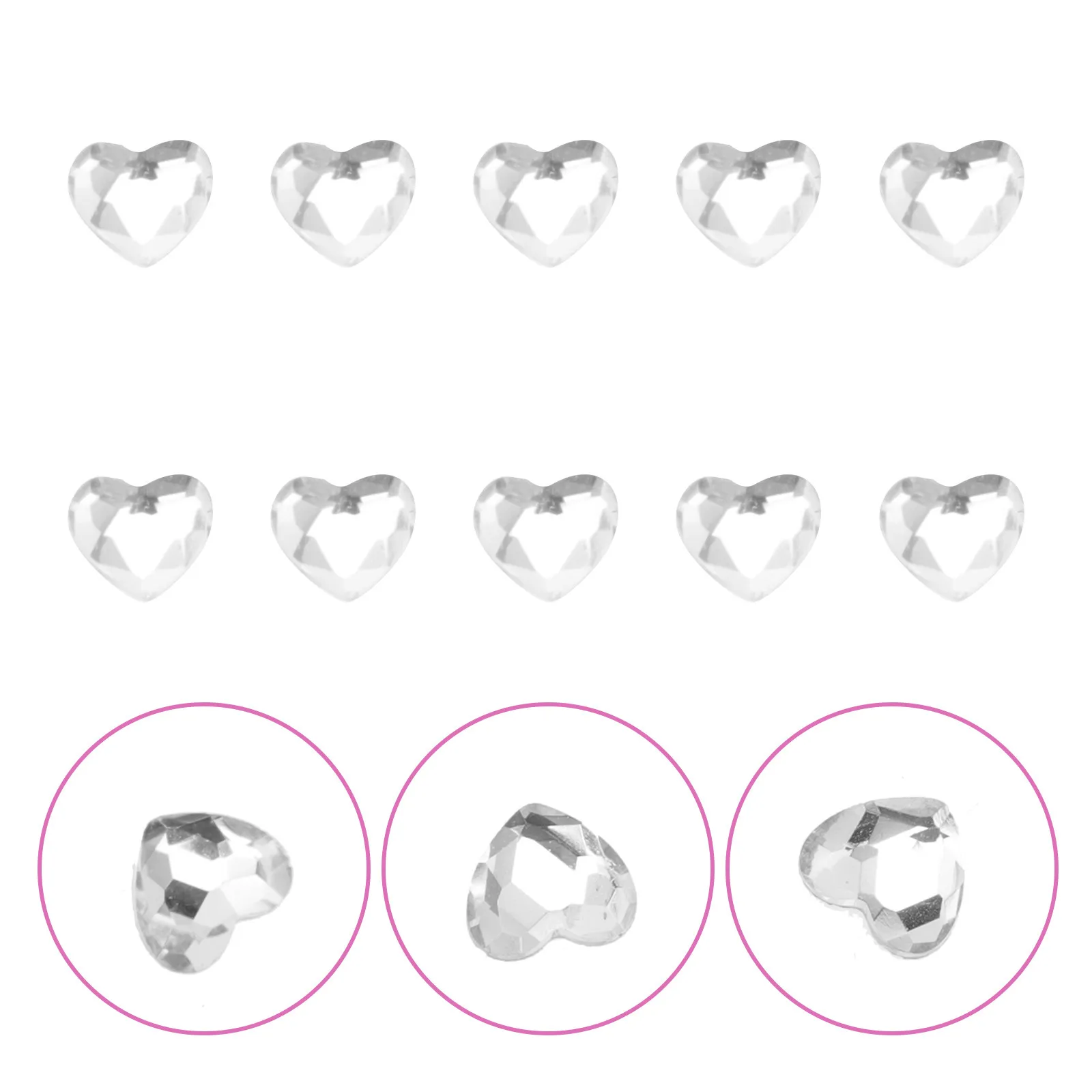 10pcs Heart Rhinestone Nail Charms & Tooth Jewels for Women – Crystal Jewelry Decor