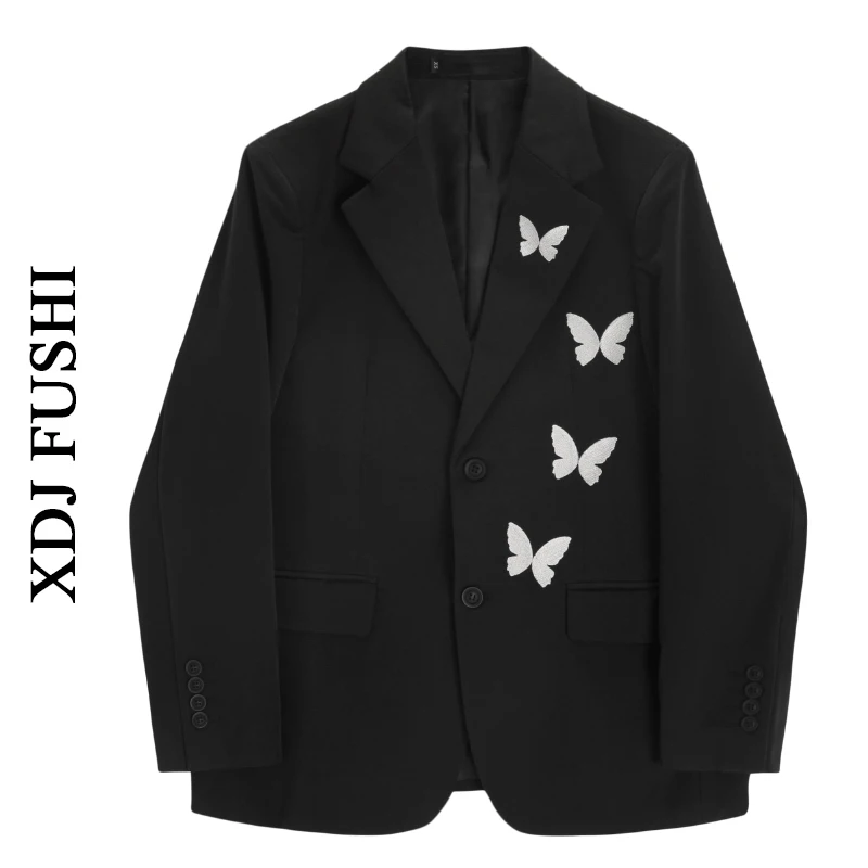 

Black Blazer Coat Women Korean Casual Loose 2025 Autumn Oversized Single-breasted Turndown Collar Long Sleeve Suit Jacket Female