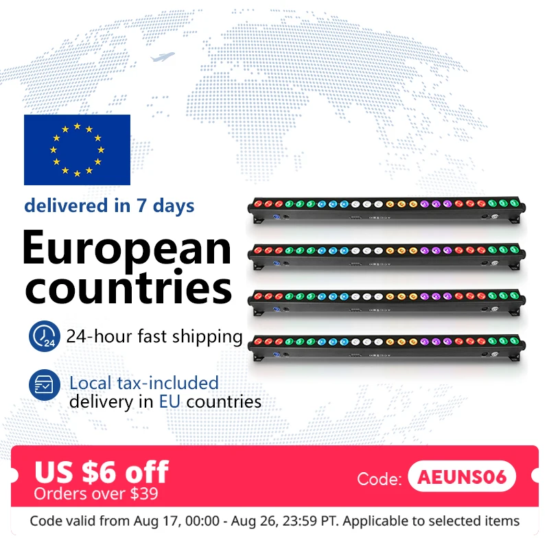 1-4 Stück/24x12W RGBW Fernbedienbare 4-in-1 LED-Wall-Washer-Leuchte DMX LED-Streifen mit 25-Grad-Linsenwinkel, geeignet für Bühnen, Partys und DJs