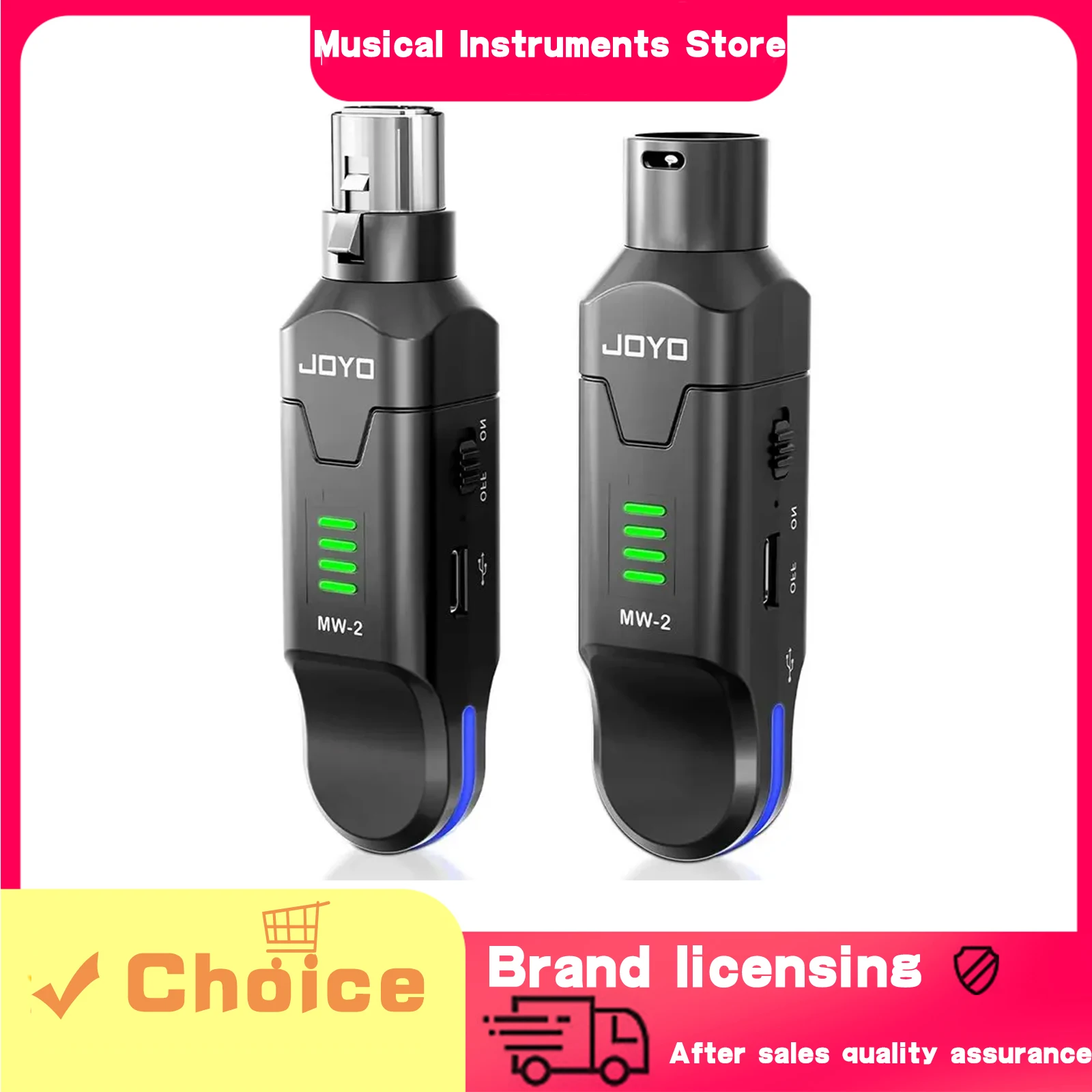 

JOYO Wireless Microphone System 2.4GHz 680Ω Auto Frequency Hopping Wireless Transmitter Receiver for Moving-coil & Condenser Mic