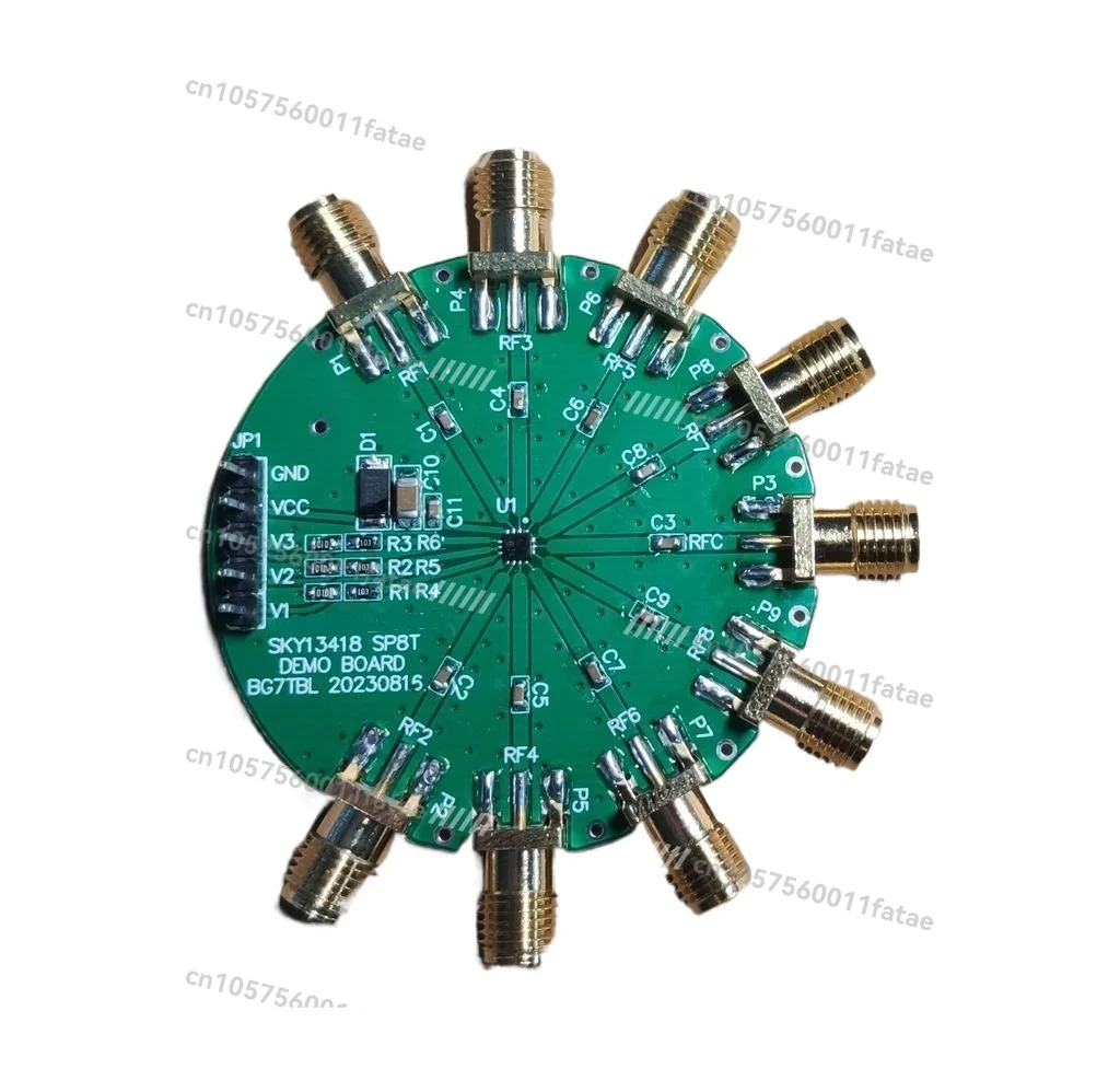 8 Choose 1, SP8T, Switch, 0.1G, 10K-6G, Test Board, Single Pole Eight Throw, Radio Frequency Microwave