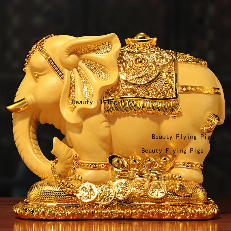 Resin Creative Elephant Savings Can with Entry and Exit Cartoon Cute Children's Savings and Storage Gifts Desk Accessories