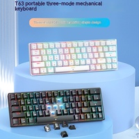 Kemove T63 Mechanical Keyboard Bluetooth 2.4g Wired Gaming Notebook Office Home Green Axis Mechanical Keyboard Christmas Gift