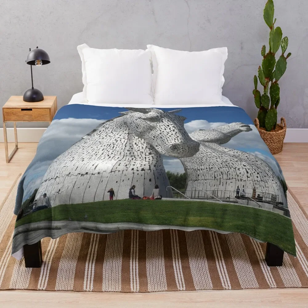 The Kelpies , Helix Park , Falkirk Throw Blanket Bed Giant Sofa decorative Custom Blankets