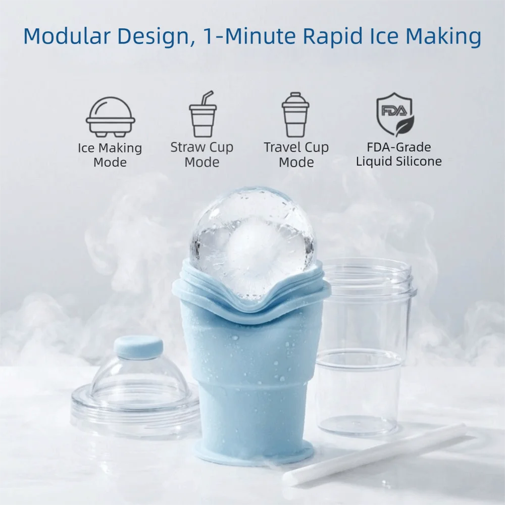 Leak-Proof Folding Ice Mold Cup Easy To Demold Portable Ice Kettle Multi-functional Food Grade Ice Mold Cooler Cup Milk Tea