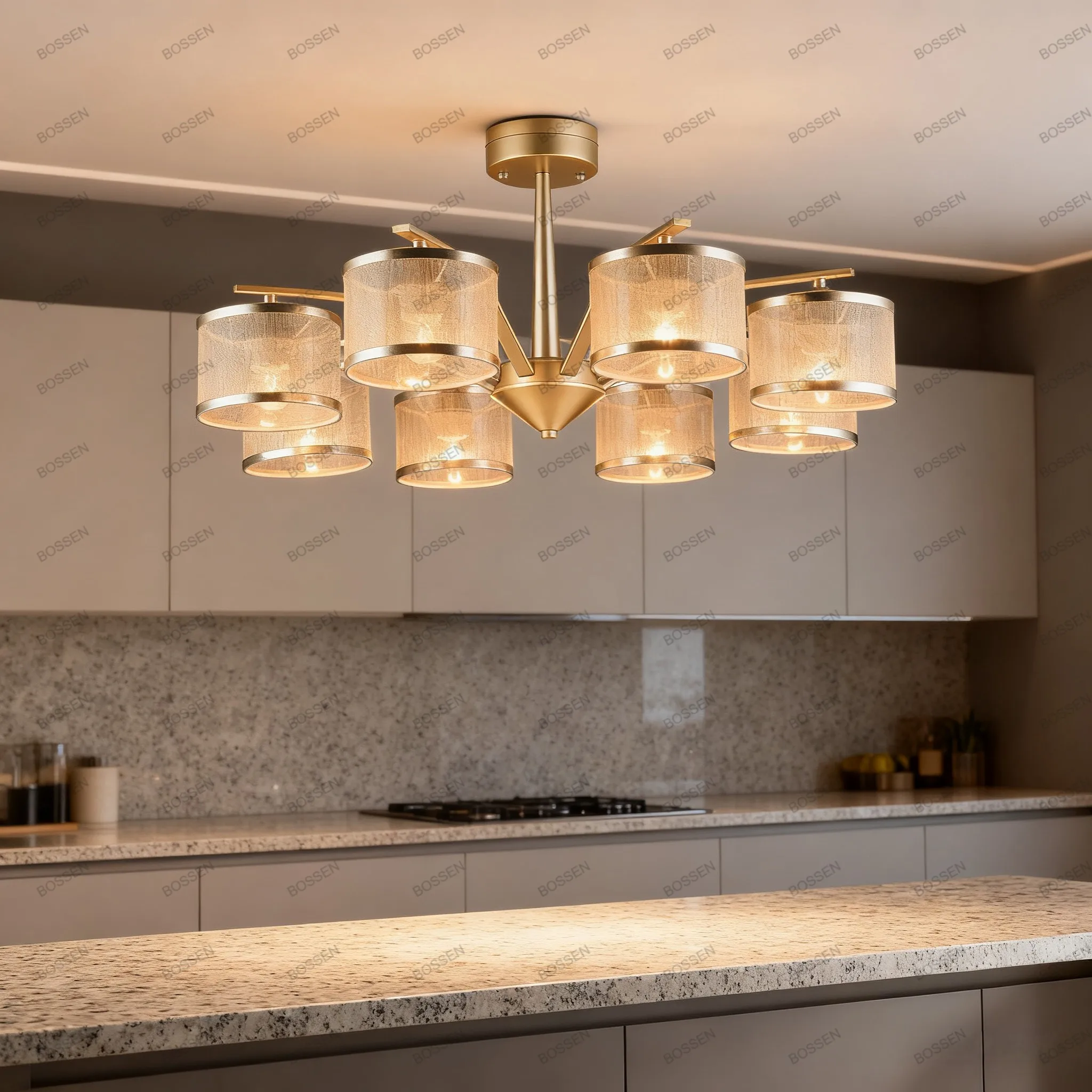 

AiPatTe Nordic Style Pendant Lamp Dimmable Circular Combination Ceiling Light for Dining Room Kitchen Glass Hardware Chandelier