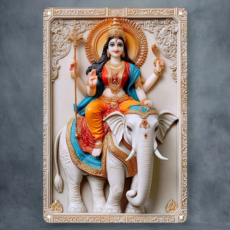 

Goddess Durga Square Aluminum Sign, Versatile Decor for Home, Bar, Kitchen & More, Wall Art Home Decor, Decorative Wall Poster