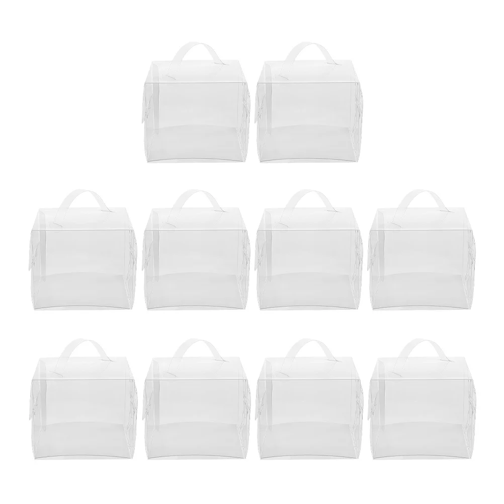 

10Pcs Cake Boxes Portable Clear Display Thickened Pet Material Cake Container for Birthday Dessert Pastries Treat Boxes