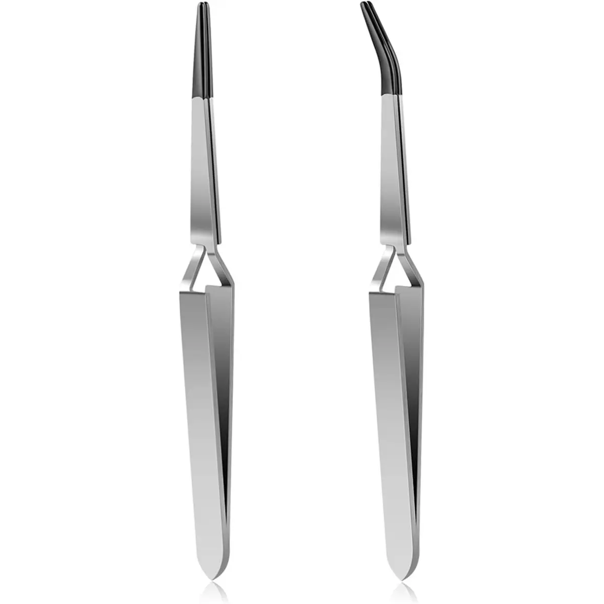 Y17A 2 Piece Reverse Tweezers for Crafting Rubber Tipped Tweezers Stainless Steel for Crafts Stamps Beads Jewelry Electronics