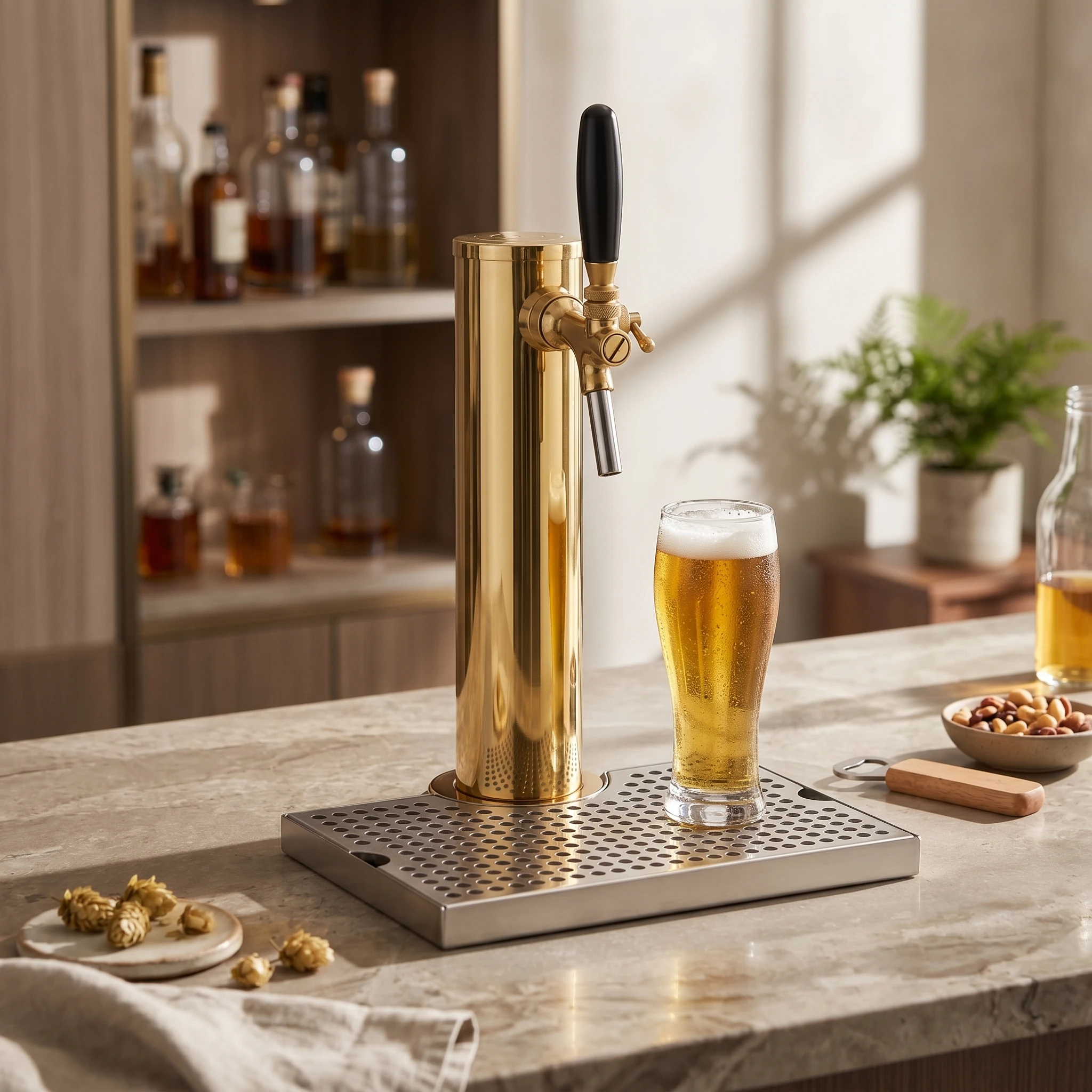 Stainless Steel Beer Tap Dispenser Gold-Finished Keg Beer Dispenser Drink Equipment Polished Leak-Resistant