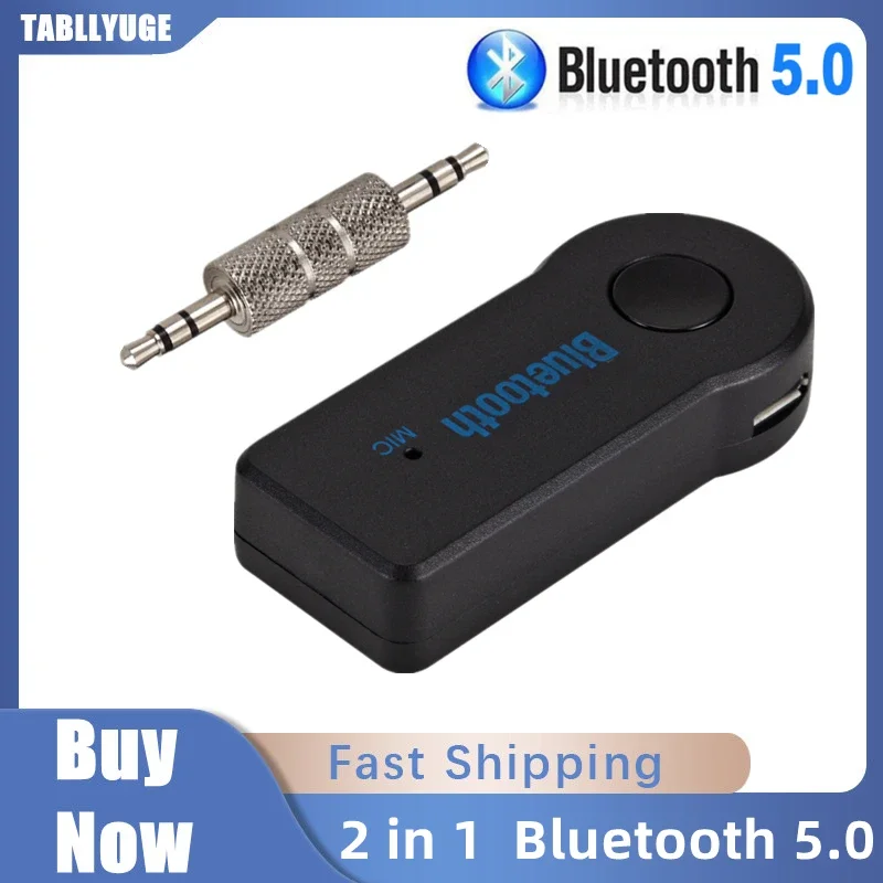 2 in 1 Wireless Bluetooth 5.0 Transceiver Adapter 3.5mm Car Music Audio AUX A2dp Car Bluetooth Receiver For Headphone Handsfree