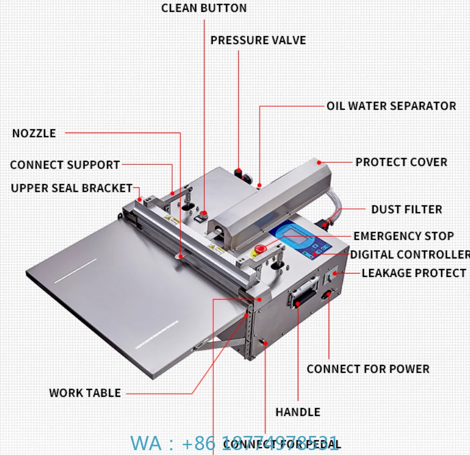 Bag Nitrogen Gas Flush Vacuum Sealer 800 External Commercial Vacuum Packing Machine Large