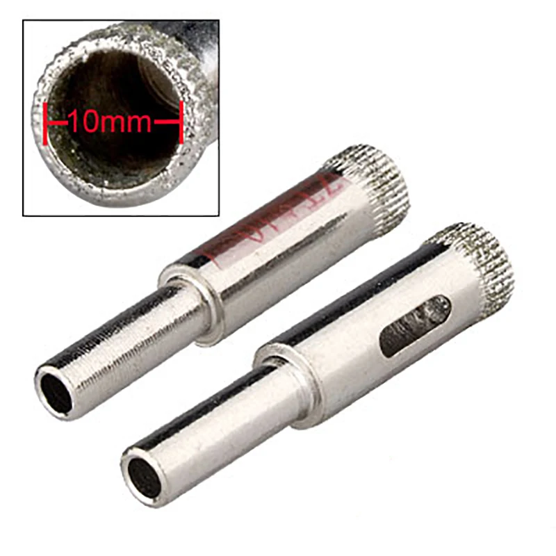 2PCS 10mm Diamond Coated Drill Bit Set Tile Marble Glass Ceramic Hole Saw Drilling Bits For Power Tools Hand Tools