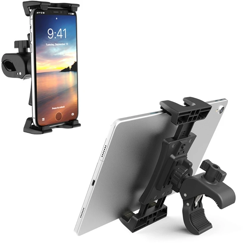 Bike Tablet Mount, Motorcycle Bicycle Tablet Holder, Cycling Handlebar Tablet Clamp 360 Rotation for 4.7-13